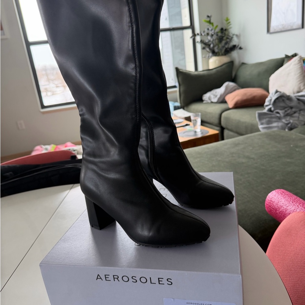 AEROSOLES Black Heeled Boots for Women